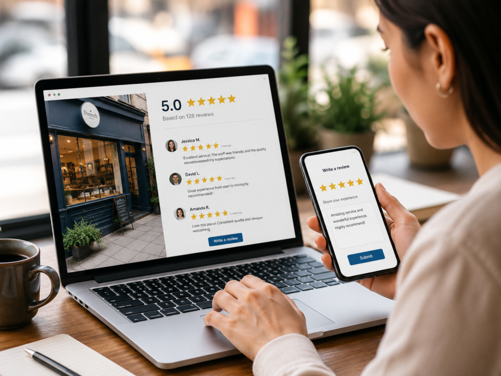 Practical example illustrating customer reviews and local search for a small business