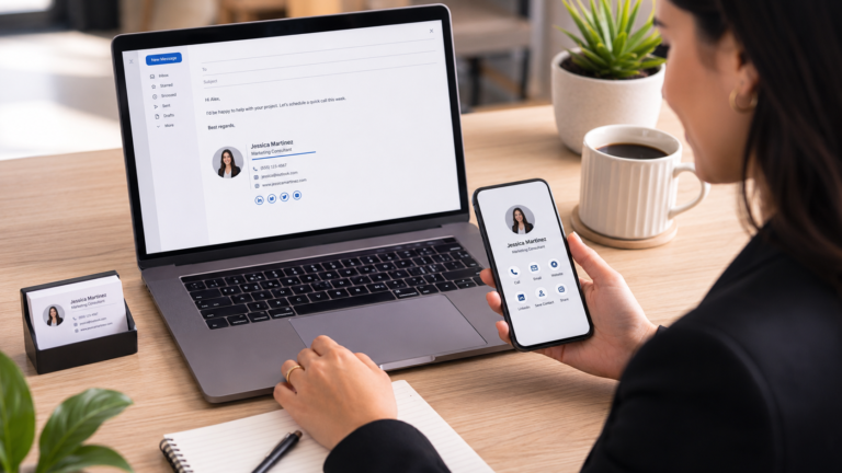 Professional Email Signature and Digital Contact Tools for Business featured image by Djeema Digital Marketing